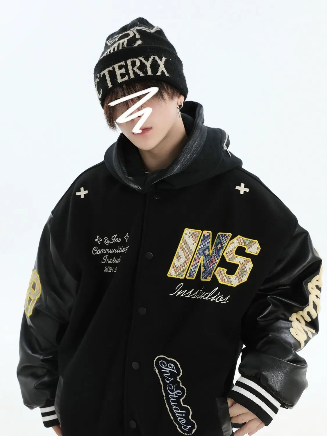 2025 New American Retro Embroidered Baseball Jacket Men's Loose Trendy Outerwear INS Letter Splicing Jacket Polyester Fiber