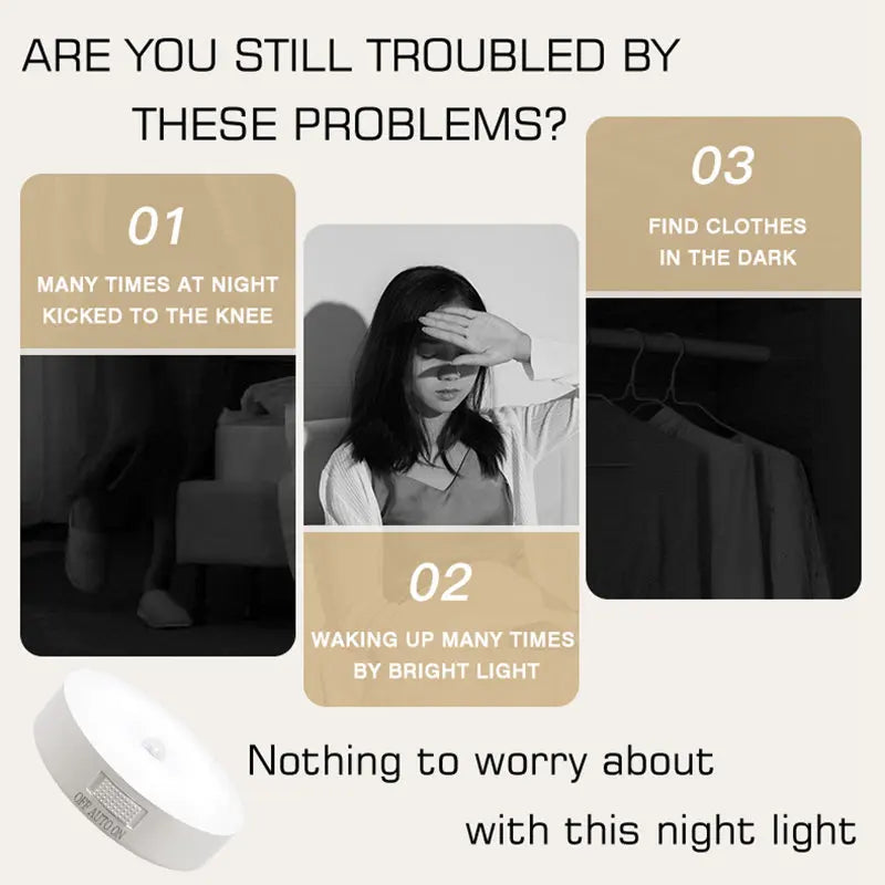 Motion Sensor Light Bedroom Night Light Room Decor USB LED Lamp Rechargeable Home Decoration Lights For Stairs Hallway Closet