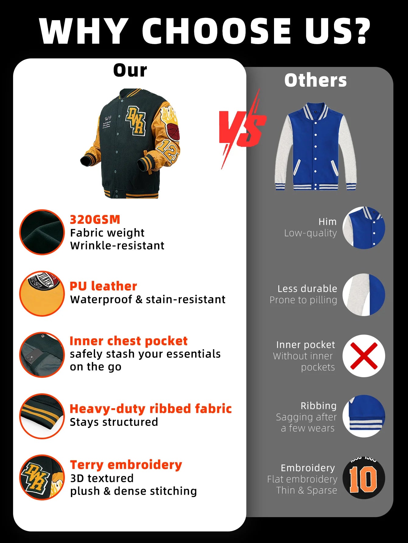 Men's Bomber Jacket Faux Leather Sleeves Varsity Coat Vintage Letterman Baseball Uniform Spring & Autumn Motorcycle  Streetwear