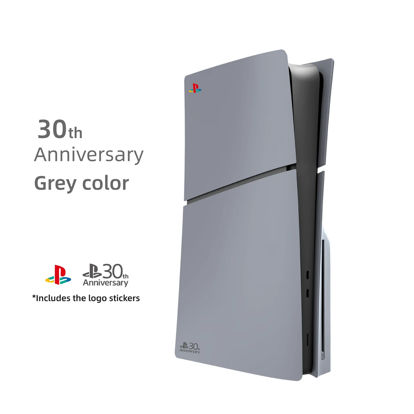 Limited Edition Grey Custom Replacement Faceplates with Logo Skin &30th Anniversary Sticker ABS Cover Shell For PS5 Slim Console
