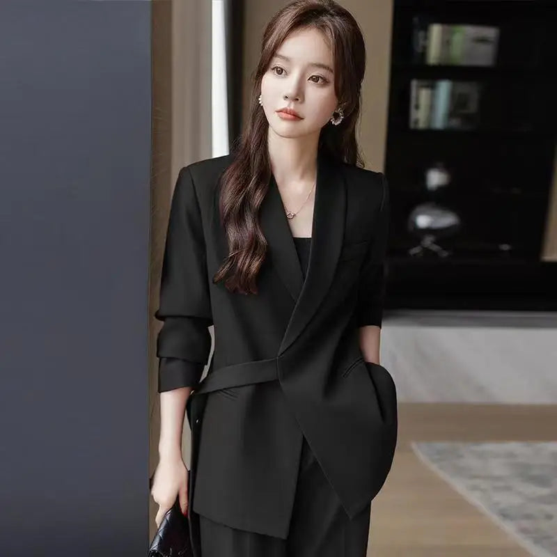 plus Size Faion Set Korean Sle High Waist Long Pants Slimming Outerwear Wide Leg Pants Two Piece Set Conceals Belly