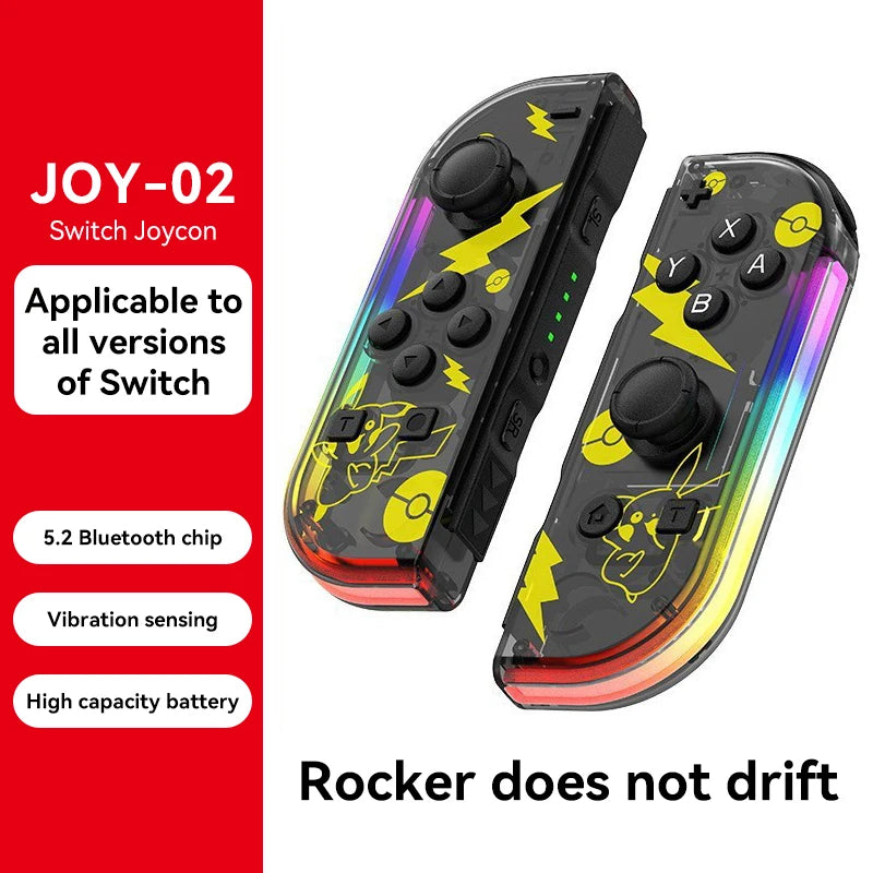Controller for Swith Colorful RGB Light Game Controller (L/R) Wireless joycon for Nintendo Switch Oled  Dual Vibration/Motion