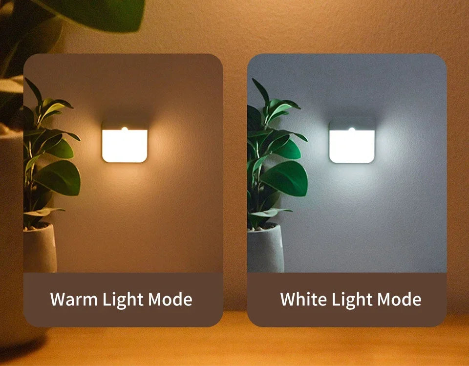 Motion Sensor Led Light Usb TYPE-C Charging Square Lamp For Stair Hallway Wardrobe Cupboard Kitchen Bedroom Lighting Night Light