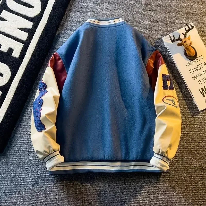 New Handsome Baseball Jackets for Men Spring and Autumn Trendy Brand Jackets with Embroidered Appliques Which Are All - Matching