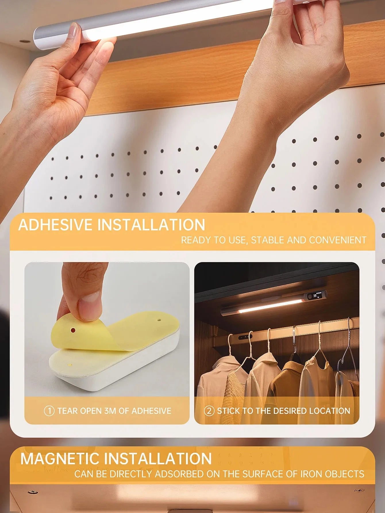 Motion Sensor Light LED Digital Display Night Light Desk Lamp USB Rechargeable Cabinet Lights For Kitchen Bedroom Wardrobe Light