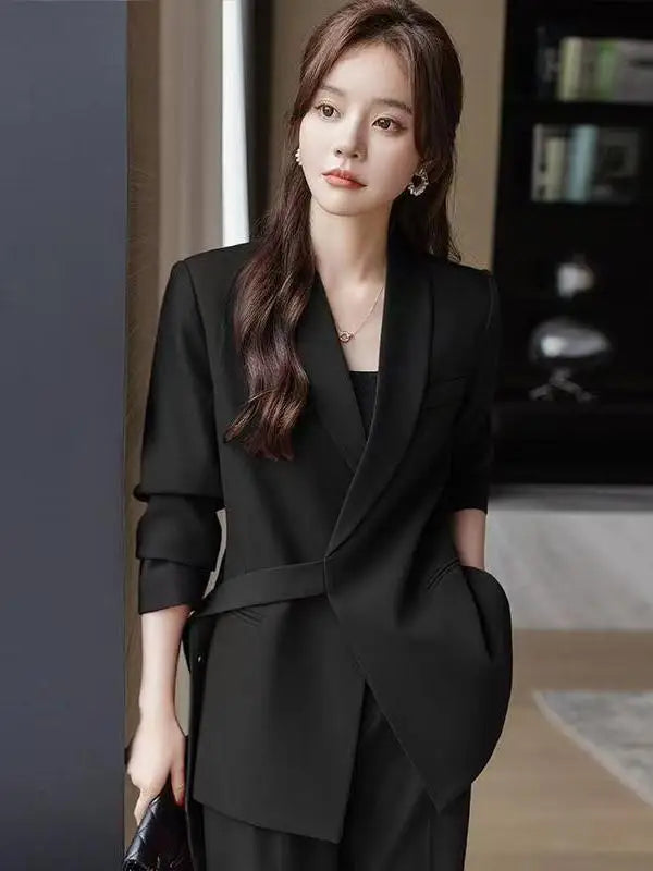 plus Size Faion Set Korean Sle High Waist Long Pants Slimming Outerwear Wide Leg Pants Two Piece Set Conceals Belly