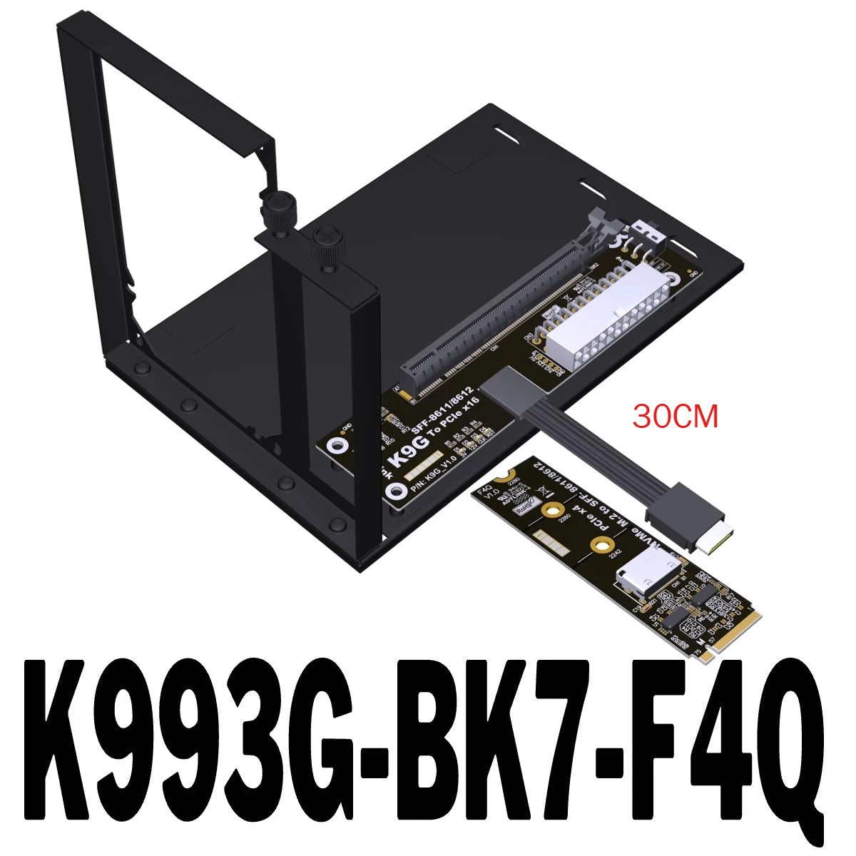 ADT New K9G OCuLink to PCI Express X16 Graphics Card GPU Dock PCIe 5.0 X4 128Gbps EGPU ATX Power Bracket M.2 SFF-8612 & SFF-8611