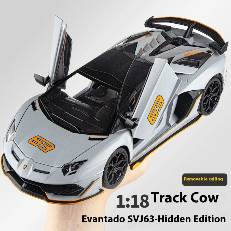 1:18 Lamborghini Aventador SVJ Hidden Edition Race King Supercar Legierung Druckguss Modell Auto Sound &amp; Licht Kinder Spielzeug Geschenk Präsentieren