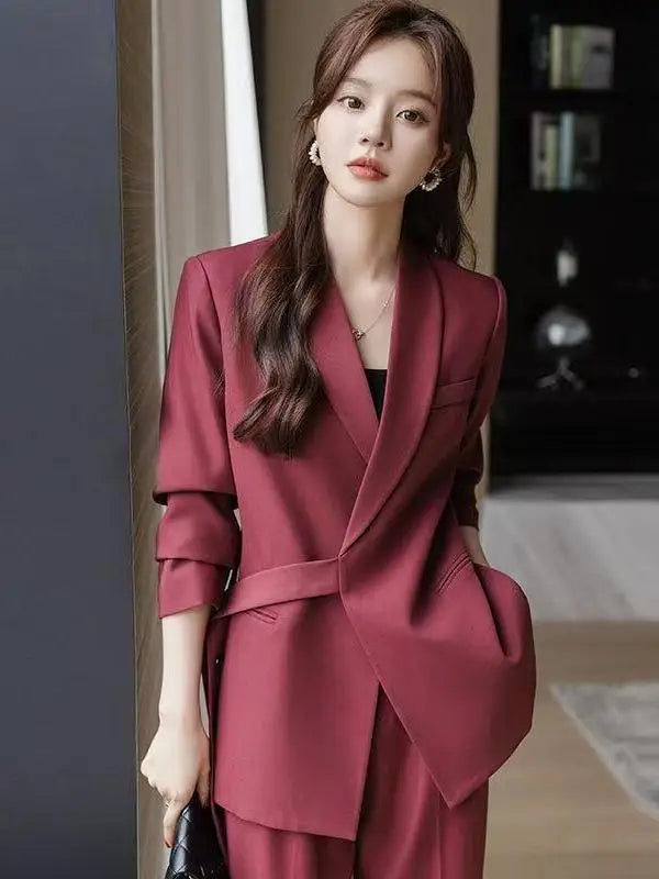 plus Size Faion Set Korean Sle High Waist Long Pants Slimming Outerwear Wide Leg Pants Two Piece Set Conceals Belly