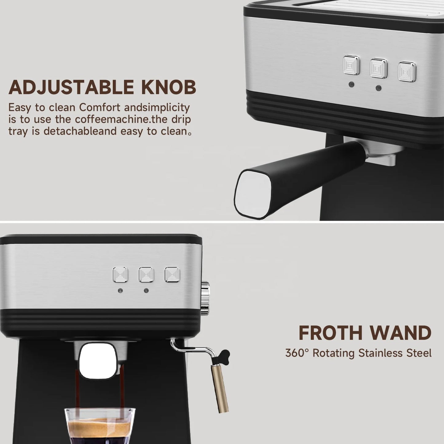 بانسيركا، منتج جديد 2 في 1، ماكينة إسبريسو منزلية عالية الضغط 19 بار، مصنوعة من المعدن، ماكينة قهوة تجارية مع رغوة الحليب