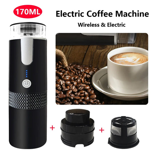 170ML Electric Coffee Machine Portable Automatic Coffee Machine Compatible with Capsule & Ground Coffee for Home Kitchen Office
