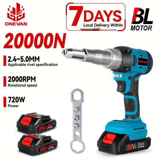 ONEVAN Brushless Electric Rivet Gun 2.4~5.0mm Drill Cordless Rivet Nut Gun Automatic Riveting Power Tool For Makita Battery Pin