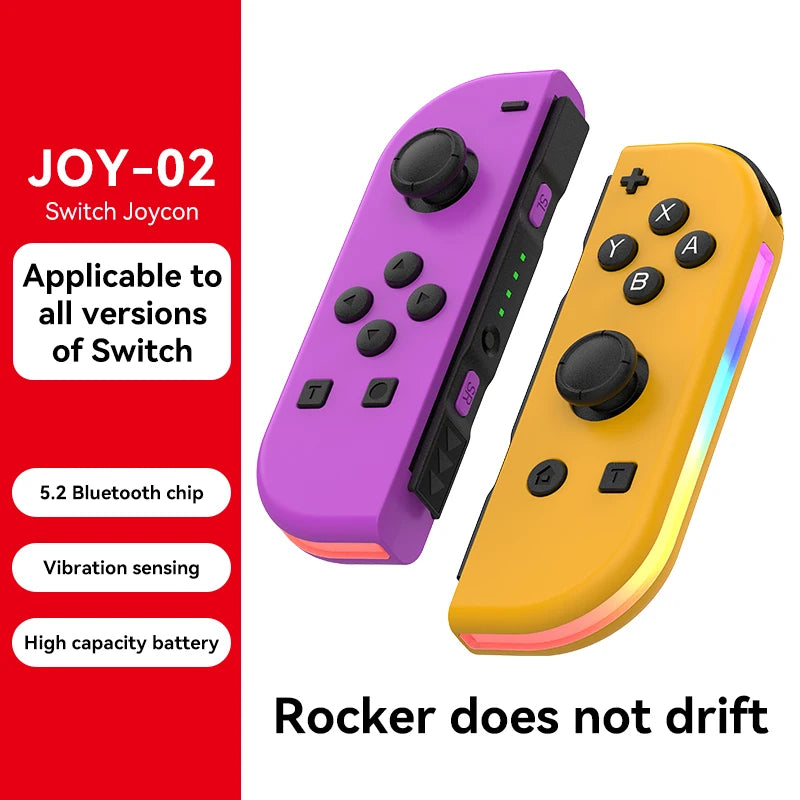 Controller for Swith Colorful RGB Light Game Controller (L/R) Wireless joycon for Nintendo Switch Oled  Dual Vibration/Motion