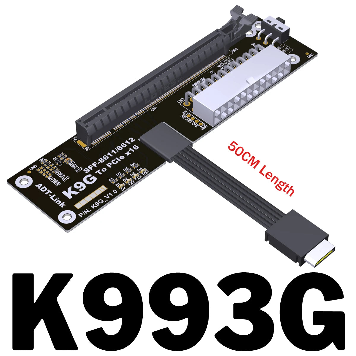 ADT New K9G OCuLink to PCI Express X16 Graphics Card GPU Dock PCIe 5.0 X4 128Gbps EGPU ATX Power Bracket M.2 SFF-8612 & SFF-8611