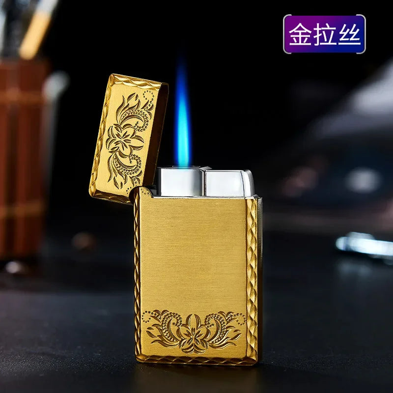 Windproof  Waterproof Metal Lighter Electroplated Dragon Embossed Pattern Red Fire Direct Cigar Lighter Men Smoke Accesoires