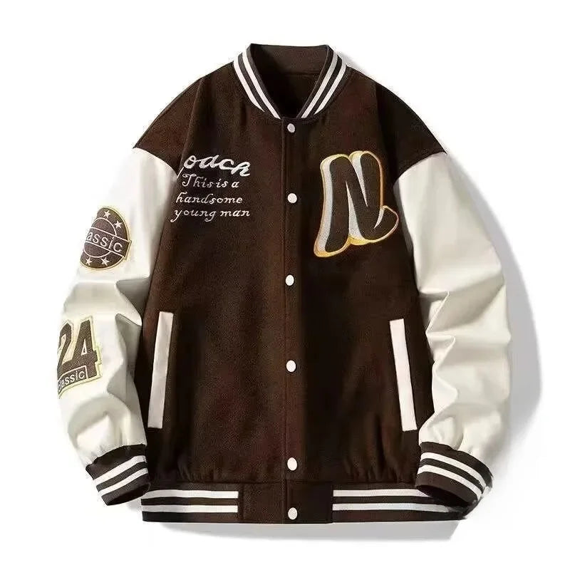 Stylish Patchwork Jacket New Style Baseball Uniform Trendy Men's Spring Autumn Couple's Attractive Hong Kong Style Top