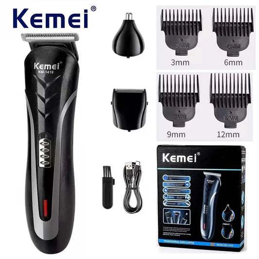 Kemei KM-1419 Rechargeable Electric Hair Clipper Men'S Household Shaver hair trimmer and nose trimmer 3 in 1