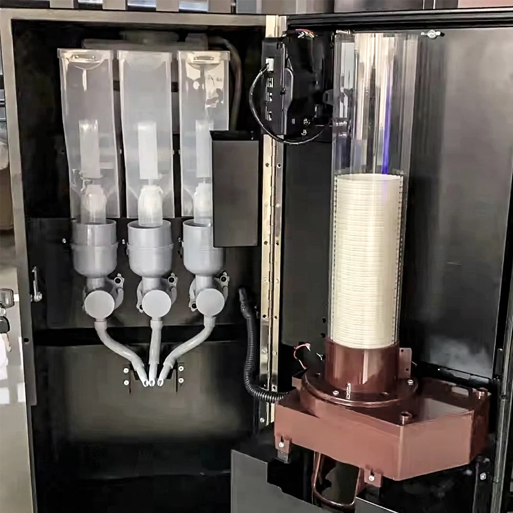 2025 High Quality Cafetera Electric Fully Automatic Kaffeemaschine Hot Commercial Coffee Vending Machine with Autometic Cup Drop