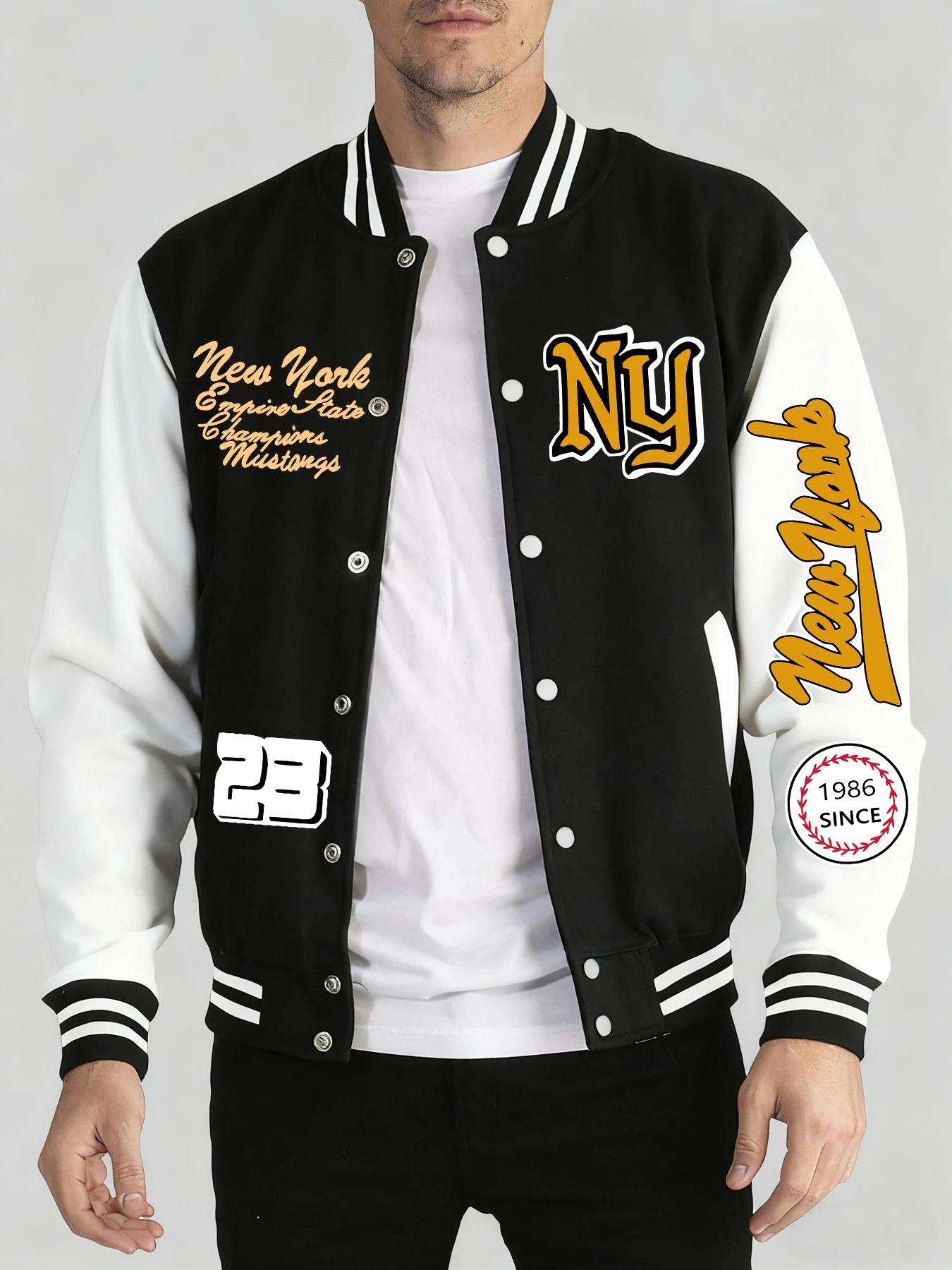 New York City Art Letter Prints Men Pocket Tracksuit Autumn Winter Jackets Fashion Soft Baseball Jersey Loose Sports Clothes