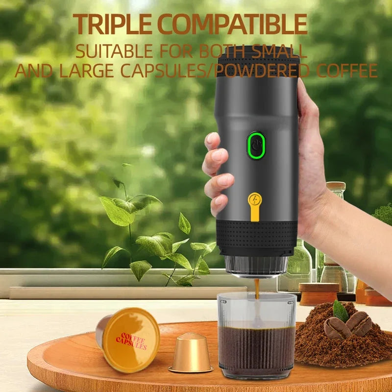 2025 New 3-in-1 Portable Espresso Machine-20Bar Electric Grinder&Capsule Brewer,USB-C Fast Charge for Travel/Camping/Office