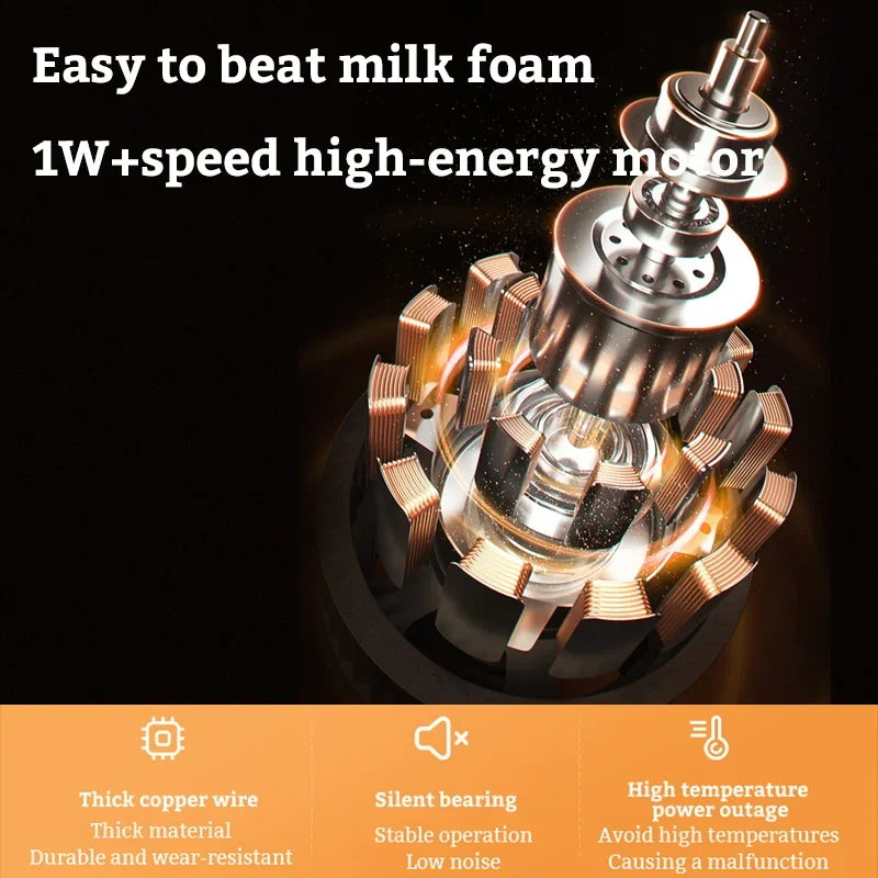 خلاط كهربائي لخفق الحليب قابل لإعادة الشحن عبر USB وصانع رغوة وخلاط قهوة وكريمة وكابتشينو وعصا رغوة يدوية وخفاقة بيض بثلاث سرعات