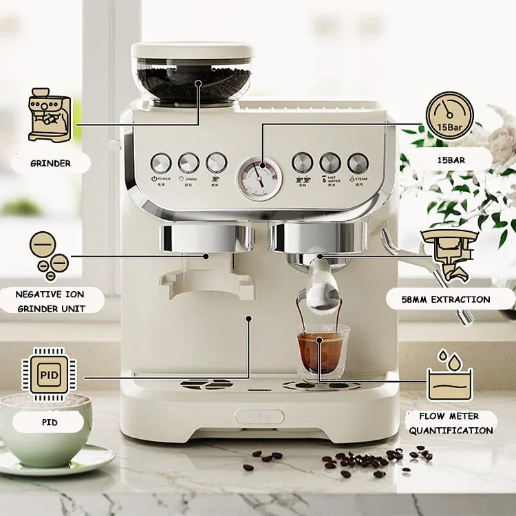 Factory Price Wholesale Semi Auto Cappuccino and Espresso Coffee Machines Makers with Grinder Accessories