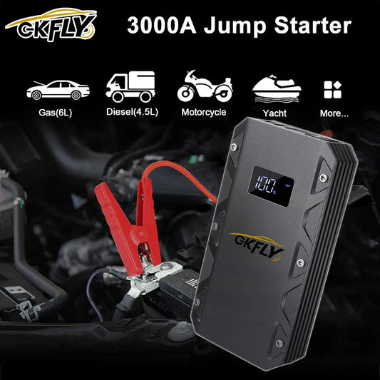 GKFLY 3000A Car Jump Starter 12V Starting Device Power Bank Car Battery Booster Charger For Petrol Diesel Car Starter