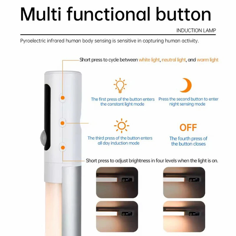 Motion Sensor Light LED Digital Display Night Light Desk Lamp USB Rechargeable Cabinet Lights For Kitchen Bedroom Wardrobe Light