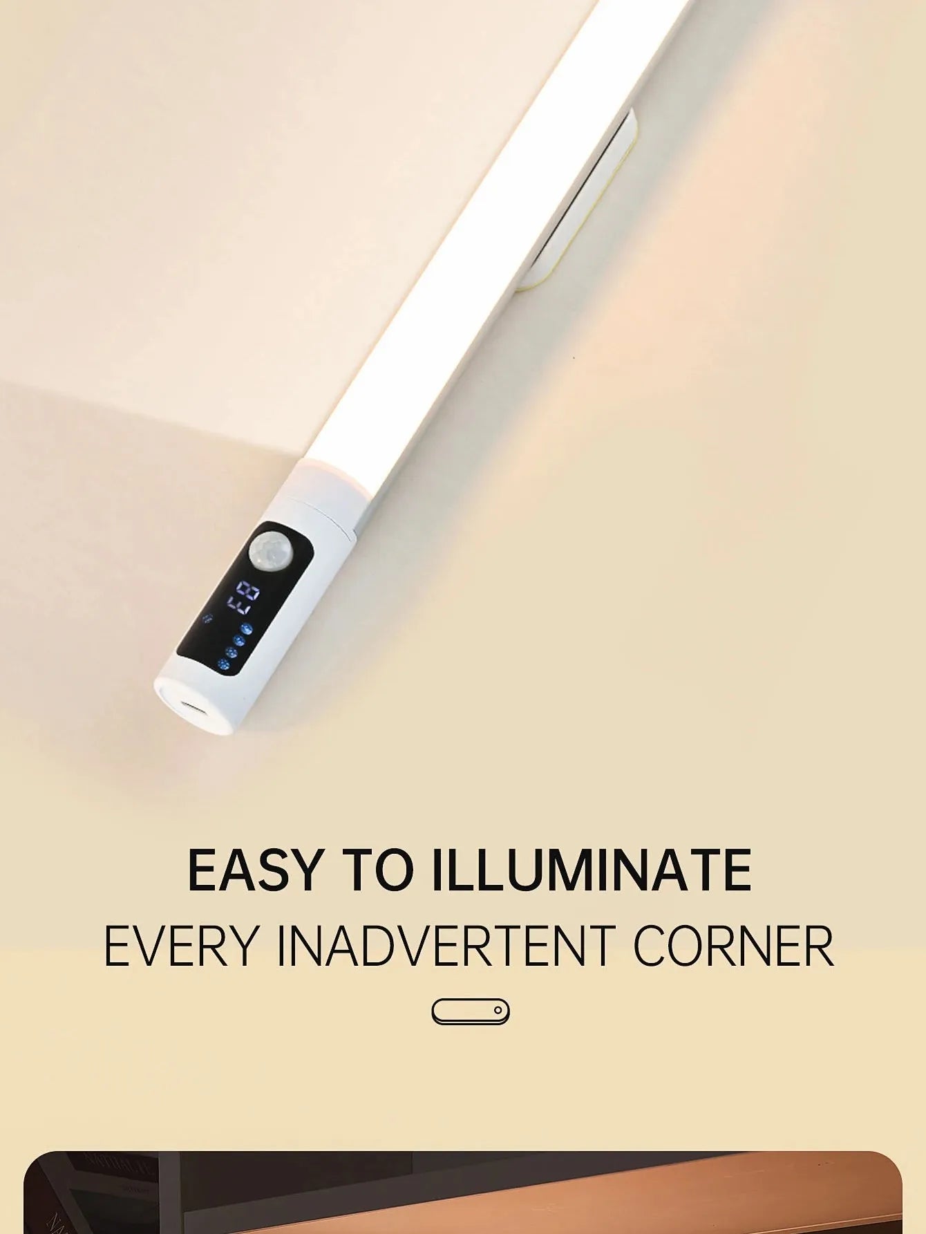 Motion Sensor Light LED Digital Display Night Light Desk Lamp USB Rechargeable Cabinet Lights For Kitchen Bedroom Wardrobe Light