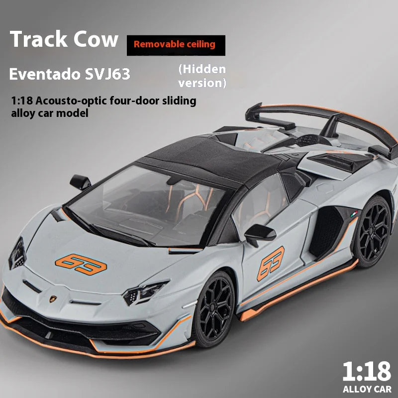 1:18 Lamborghini Aventador SVJ Hidden Edition Race King Supercar Legierung Druckguss Modell Auto Sound &amp; Licht Kinder Spielzeug Geschenk Präsentieren