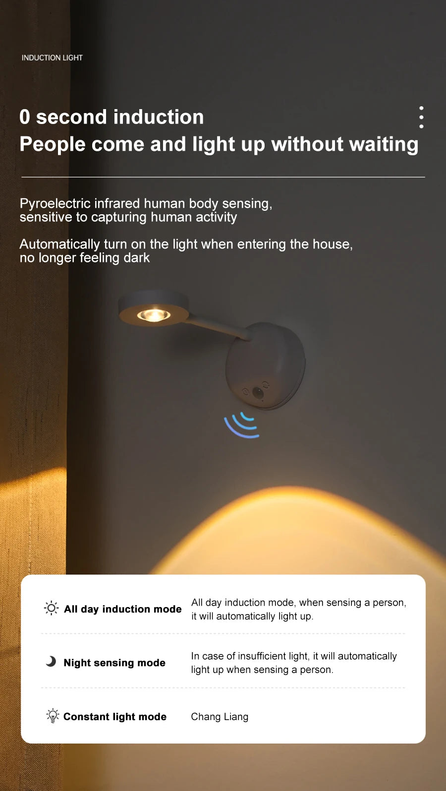 Motion Sensor Light Wireless Night Light USB LED for Kitchen Bedroom Mural Living Room Sensor Wall lamp Indoor Lighting LED USB