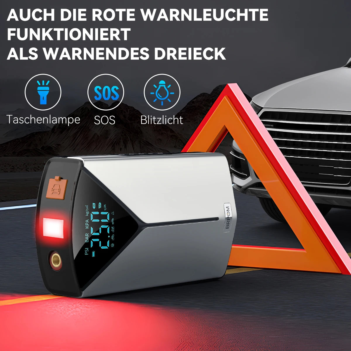 بطارية تشغيل السيارة الليثيومية بقدرة 5000 أمبير مناسبة لمحركات البنزين حتى 10 لترات أو محركات الديزل حتى 8 لترات، مزودة بإضاءة LED.