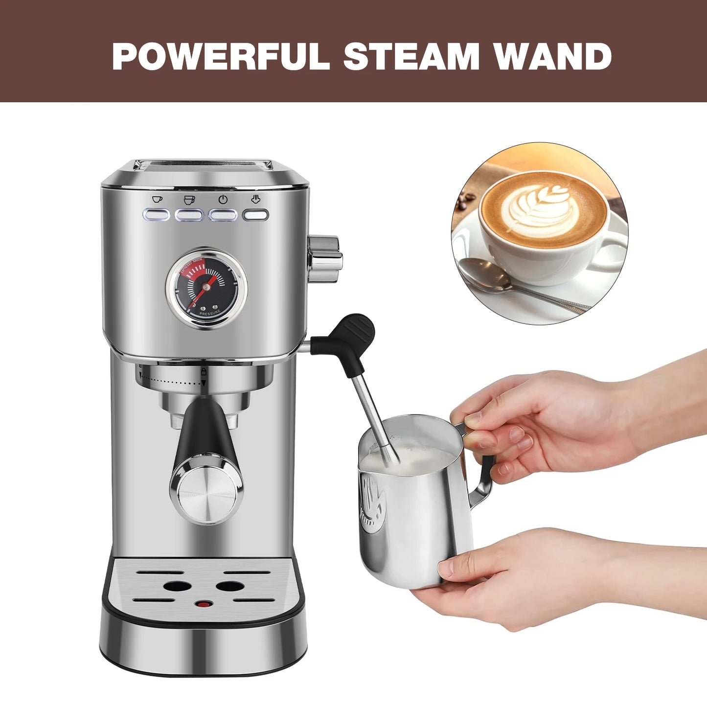 ماكينة إسبريسو دويومي ٢٠ بار، ماكينة إسبريسو احترافية مع خفاقة حليب، ماكينات إسبريسو تجارية وماكينات قهوة