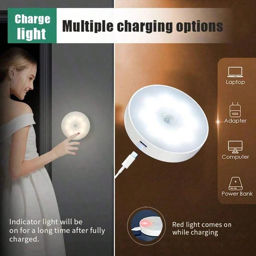 Motion Sensor Led Light Usb Charging Square Lamp for Bedroom Kitchen Stair Hallway Wardrobe Cupboard Lighting