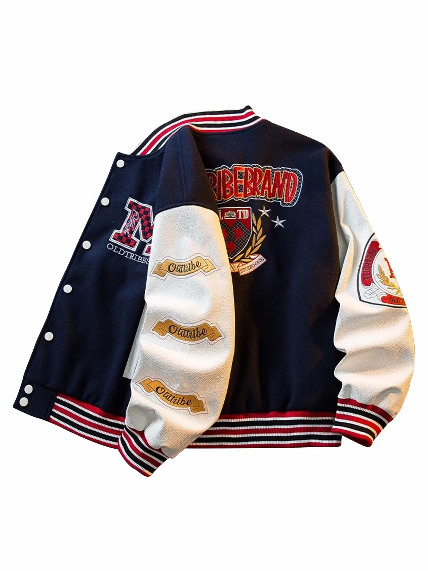 MUSONMU American Sle Embroidered Baseball Jaet Men's Loose Woolen Outerwear Casual Leather Coat for Autumn And Winter