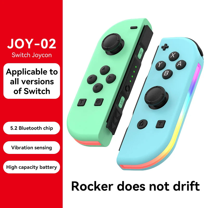Controller for Swith Colorful RGB Light Game Controller (L/R) Wireless joycon for Nintendo Switch Oled  Dual Vibration/Motion