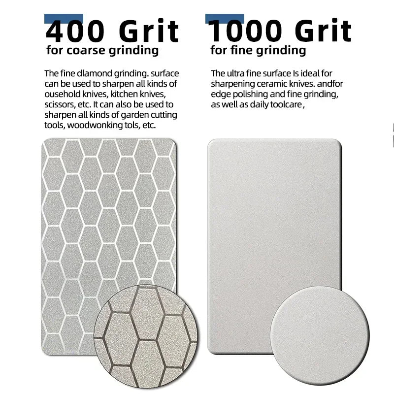 مبراة السكاكين 5 في 1 من الألماس 400/1000 متعددة الاستخدامات لسكاكين المطبخ من الفولاذ التنغستن وحجر الشحذ الخزفي مزدوج الجوانب