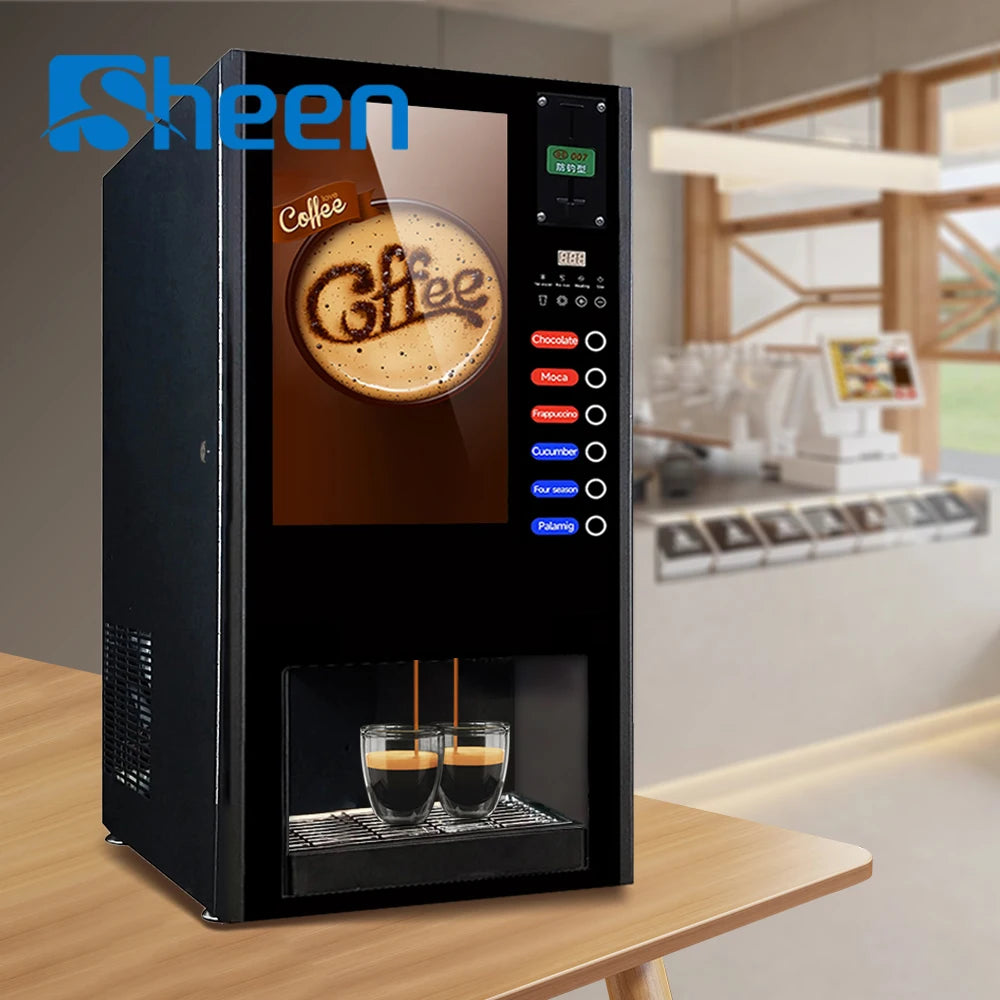 2025 High Quality Cafetera Electric Fully Automatic Kaffeemaschine Hot Commercial Coffee Vending Machine with Autometic Cup Drop