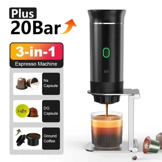 Espresso Machine Portable Coffee Machine 20Bar Wireless Espresso Coffee Maker for Capsule Coffee Powder Camping Coffee Maker