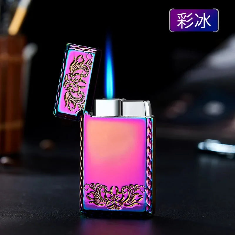 Windproof  Waterproof Metal Lighter Electroplated Dragon Embossed Pattern Red Fire Direct Cigar Lighter Men Smoke Accesoires