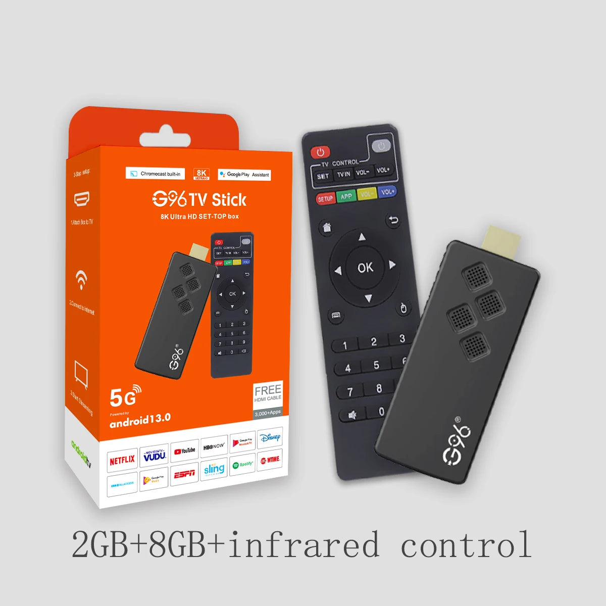 Global Version Android13 G96 TV Stick 8K Portable Streaming Media 2GB 16GB Multi Language TV Dongle Allwinner H313 Quad Core