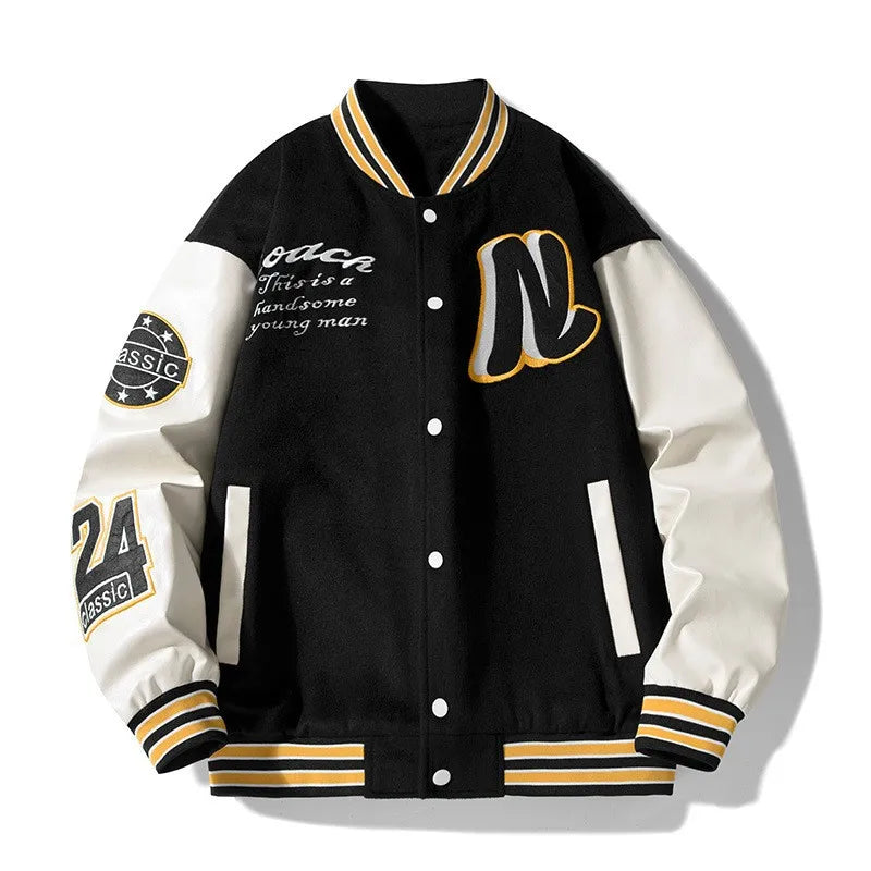Men's Embroidered Jacket Baseball Jacket American Retro Couple Jacket Brown School Uniform Jacket Autumn Jacket Fashionable
