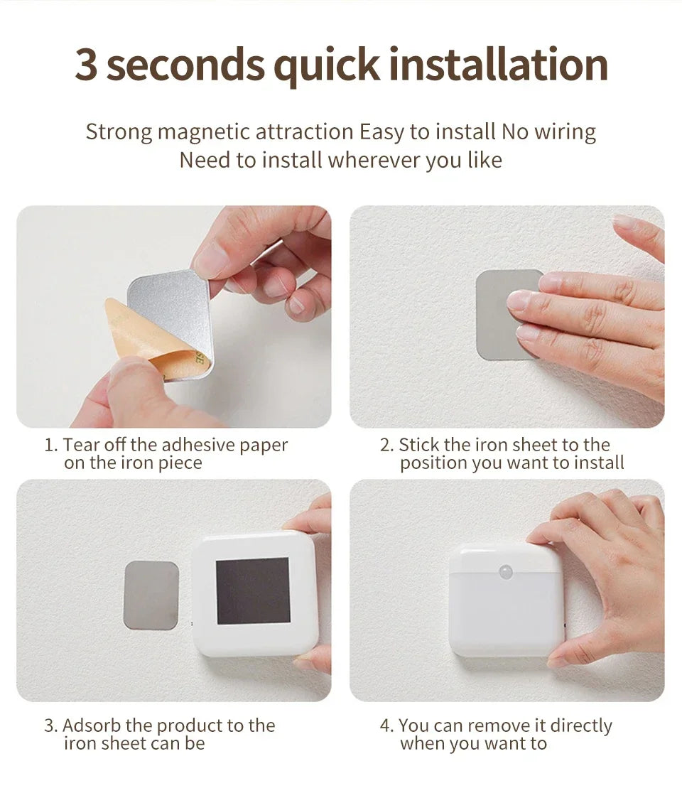 Motion Sensor Led Light Usb TYPE-C Charging Square Lamp For Stair Hallway Wardrobe Cupboard Kitchen Bedroom Lighting Night Light