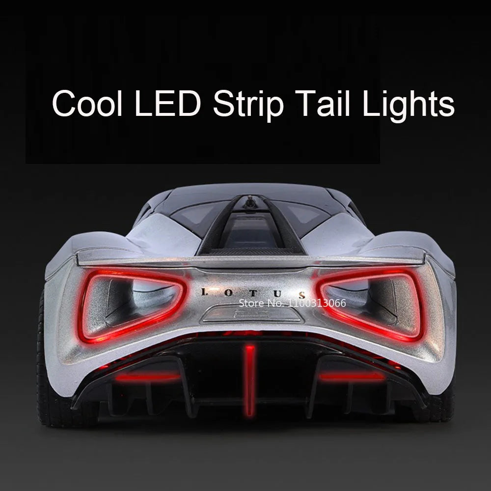 1/24 Lotus Evija Alloy Model Cars Toys Simulation Doors Opened Sports Car with Light and Sound Vehicle for Children Boys Gifts