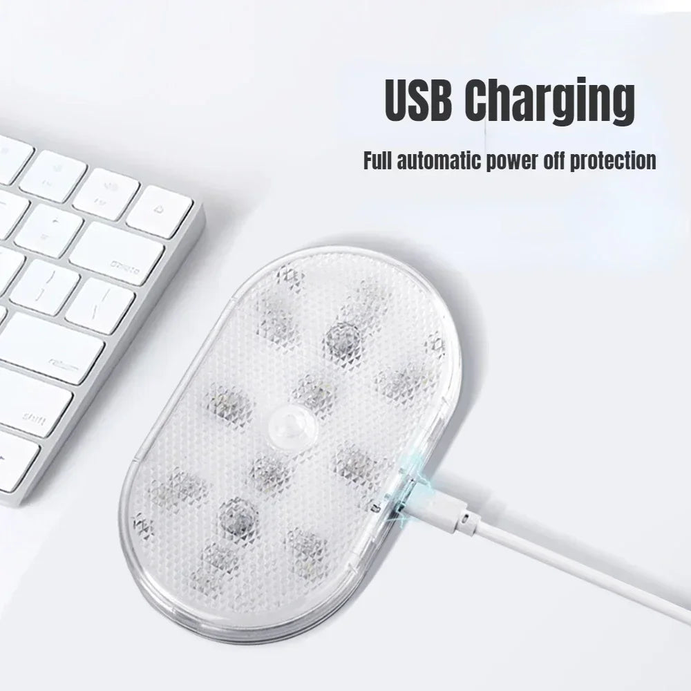Motion Sensor Led Light USB Rechargeable Automatic Induction Sensing Light Wireless Foot Lamp for Car Trunk Door