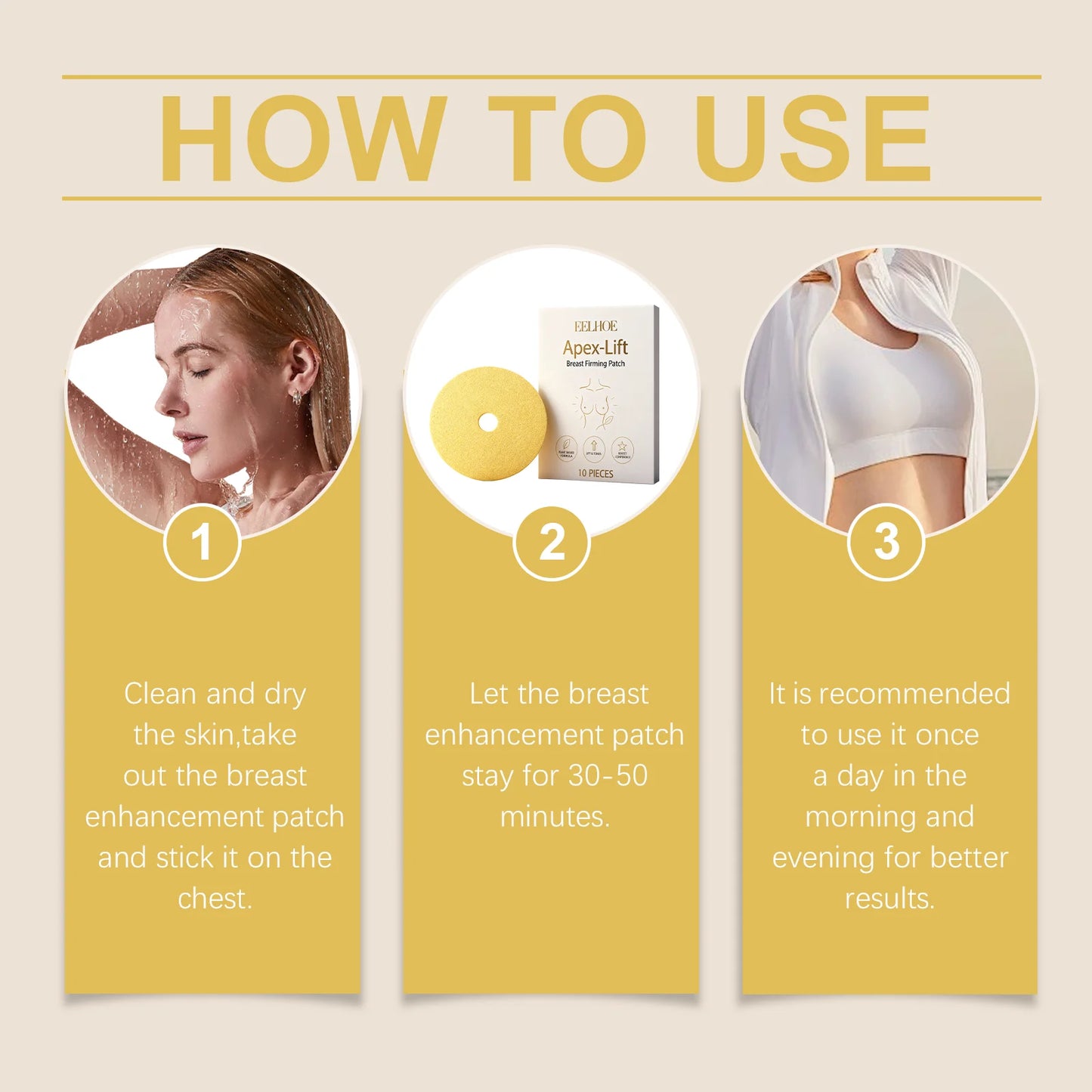 10 Pcs Breast Lifting Patch Firming & Shaping Skin Care Hydrolyzed Collagen Infused Invisible & Comfortable Wear for Women