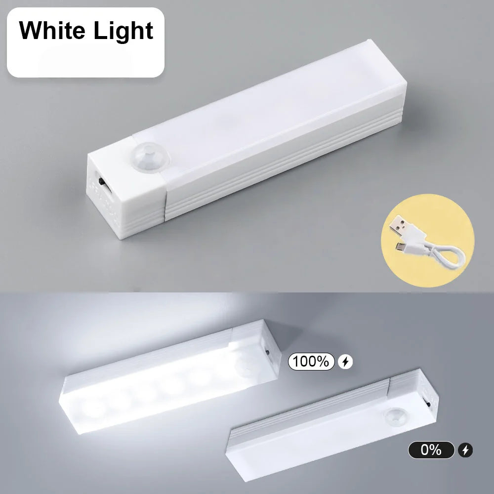 Motion Sensor Lamp, Wireless LED Bar Light USB Type C Rechargeable Night Light for Kitchen Cabinet Bedroom Wardrobe Staircase