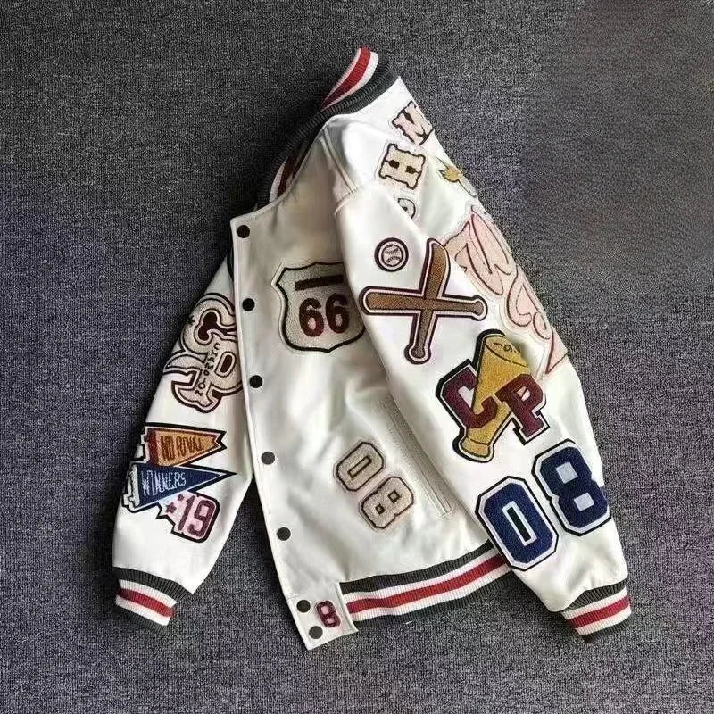 Streetwear Men Bomber Varsity Jackets Embroidery Pu Leather Jacket Baseball Motorcycle Coat Outerwear Winter Men Clothing Unisex