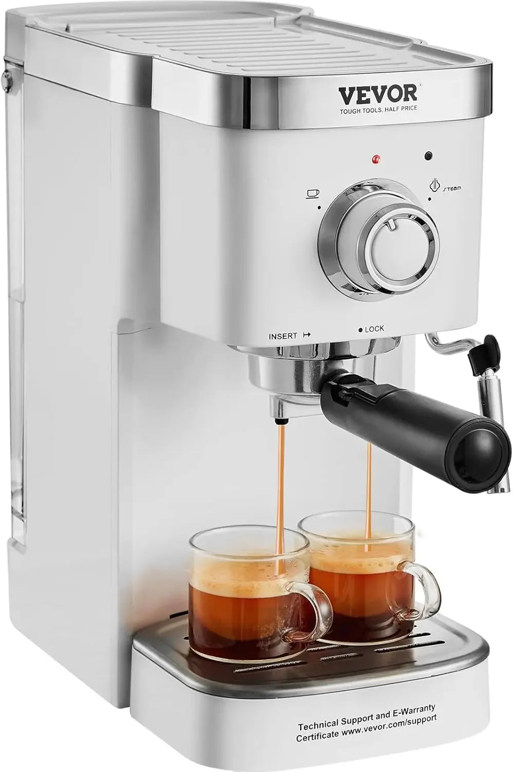 Espressomaschine, 15-Bar-Halbautomat mit Milchaufschäumer und Dampfdüse, professioneller Cappuccino-Funktion