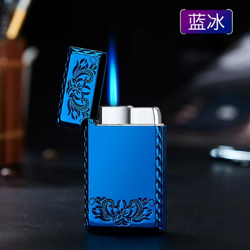 Windproof  Waterproof Metal Lighter Electroplated Dragon Embossed Pattern Red Fire Direct Cigar Lighter Men Smoke Accesoires